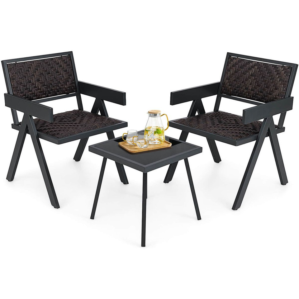3-Piece Patio Rattan Furniture Set with Quick Dry Foam Padding  product image