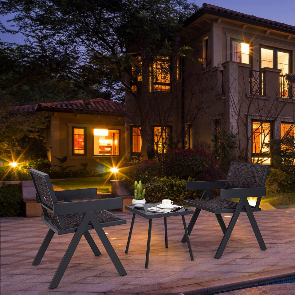 3-Piece Patio Rattan Furniture Set with Quick Dry Foam Padding  product image
