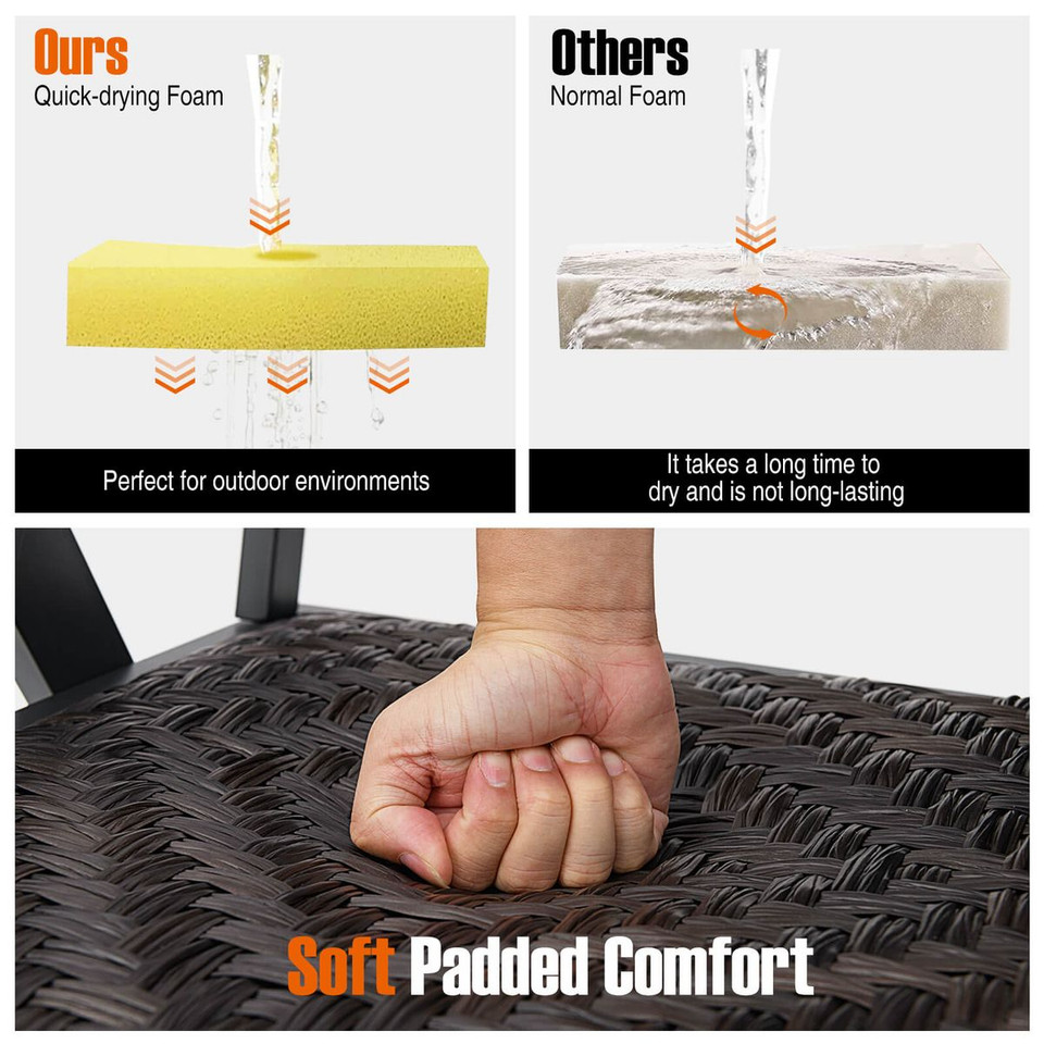 3-Piece Patio Rattan Furniture Set with Quick Dry Foam Padding  product image