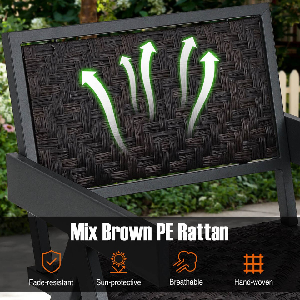 3-Piece Patio Rattan Furniture Set with Quick Dry Foam Padding  product image
