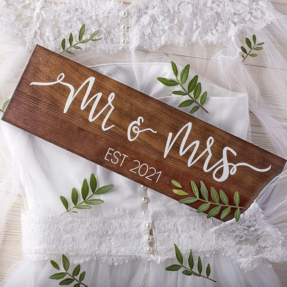 Mr. & Mrs. 2021 Wedding Large Hanging Sign product image