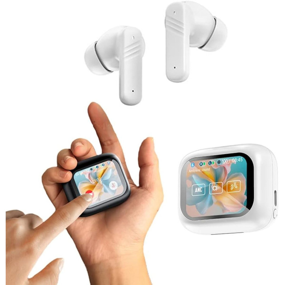 144+ Language Translator Wireless Earbuds Bluetooth Real Smart Translation With Touch screen Active Noise ANC Wireless Charging Case Color White product image