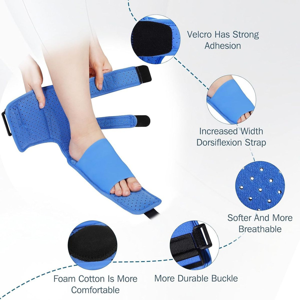 Plantar Fasciitis Night Splint, Plantar Fasciitis Relief Brace with Adjustable Straps,Achilles Tendonitis, Day & Night Support, Blue product image