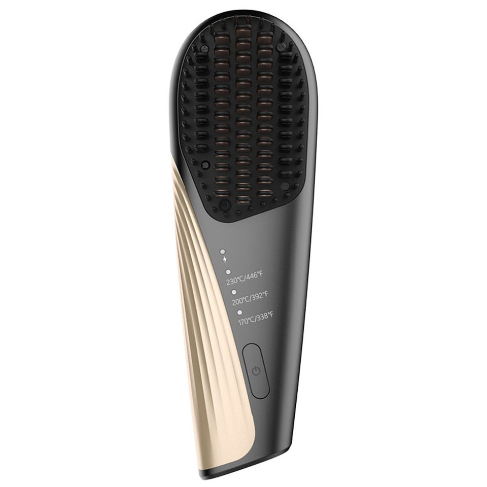 Cordless Portable Hair Straightener Brush for Travel USB-C Rechargeable Fast Heating Mini Hot Straightening Comb for Women(Black) product image