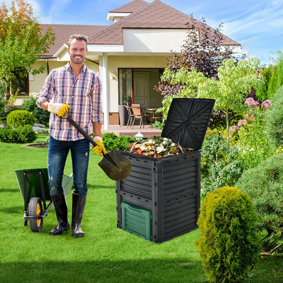 80-Gallon Compost Bin with Large Openable Lid and Bottom Exit Door product image
