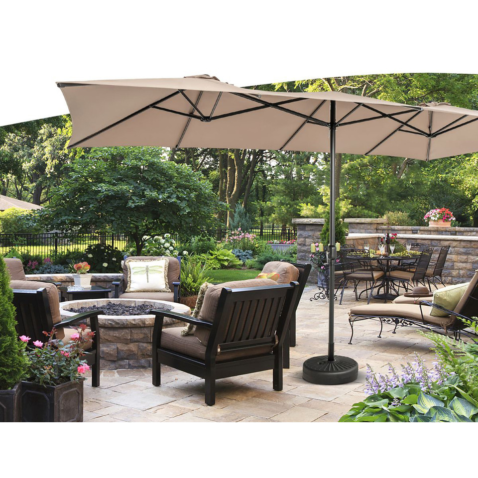 15-Foot Double-Sized Patio Umbrella with Crank Handle & Vented Tops product image