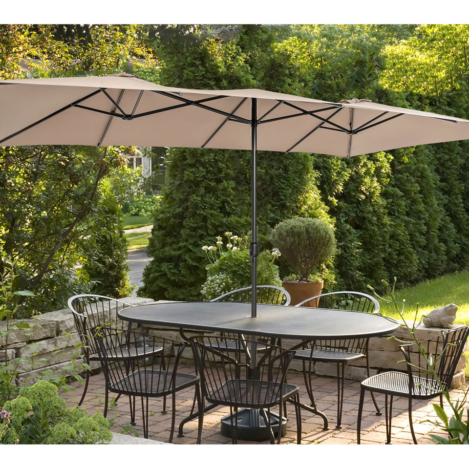 15-Foot Double-Sized Patio Umbrella with Crank Handle & Vented Tops product image