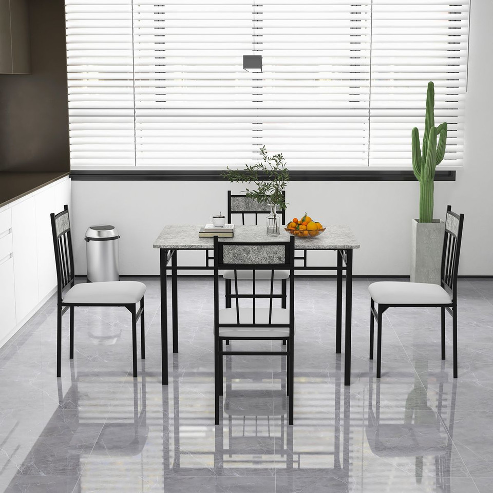 5-Piece Dining Set with Faux Marble Top Table product image