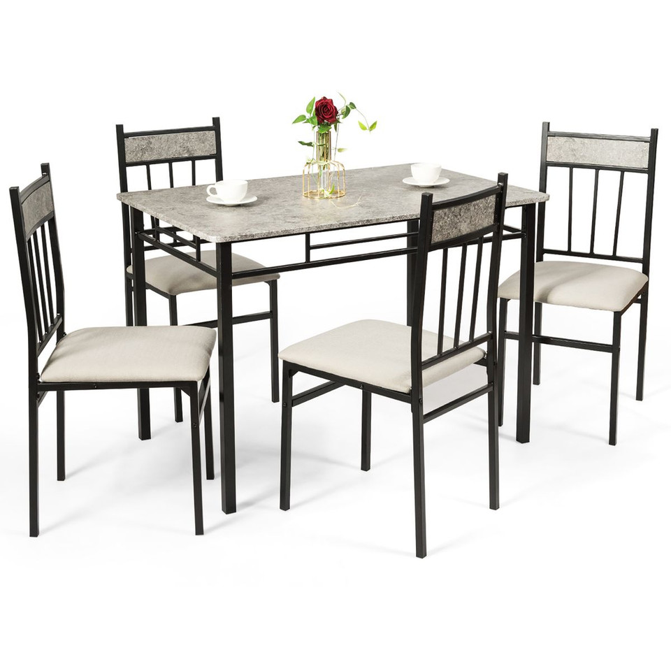 5-Piece Dining Set with Faux Marble Top Table product image
