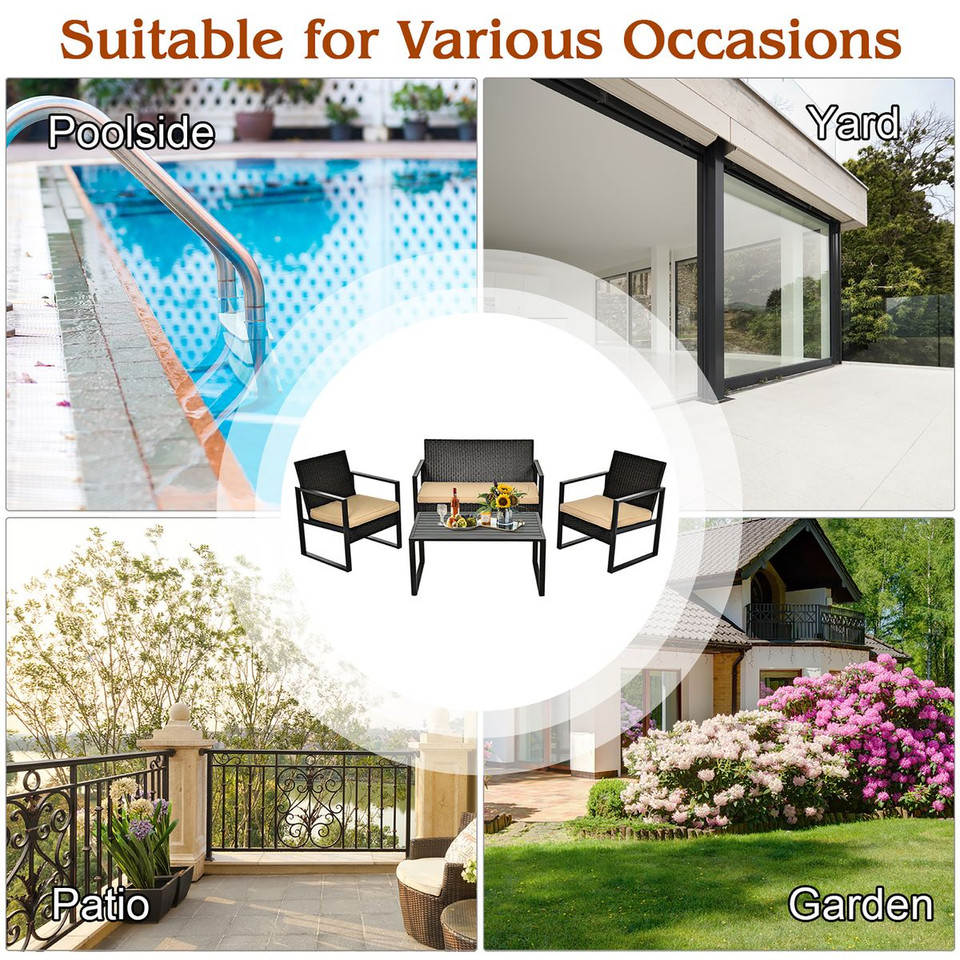 4-Piece Rattan  Patio Furniture Set product image
