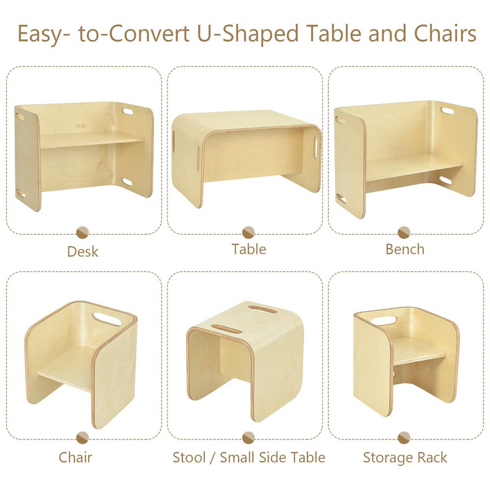 3-Piece Kids Wooden Table and Chairs Set  product image