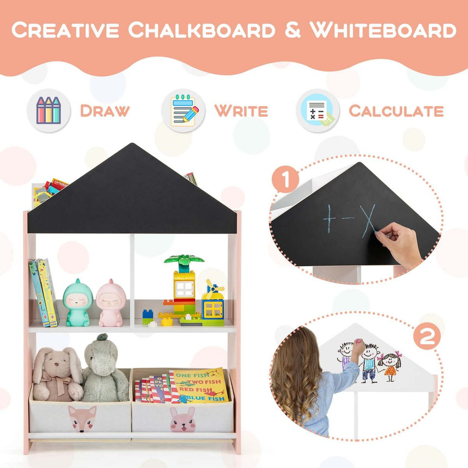 Kids Dollhouse Bookshelf with Chalkboard  and Whiteboard product image