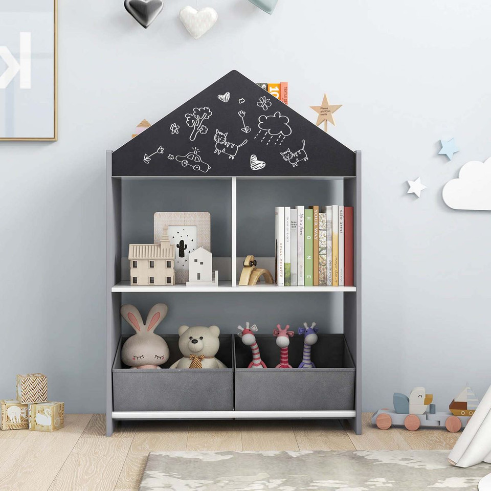 Kids Dollhouse Bookshelf with Chalkboard  and Whiteboard product image