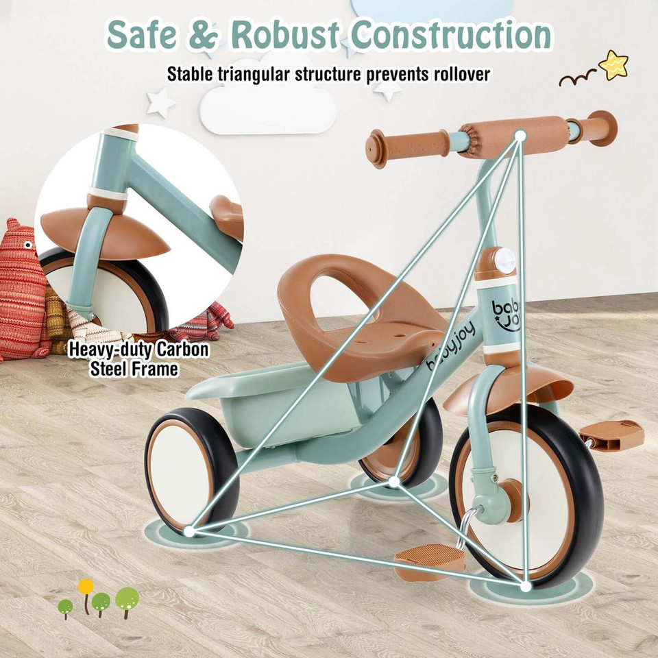 Kids Tricycle  with Adjustable Seat and Storage Basket product image