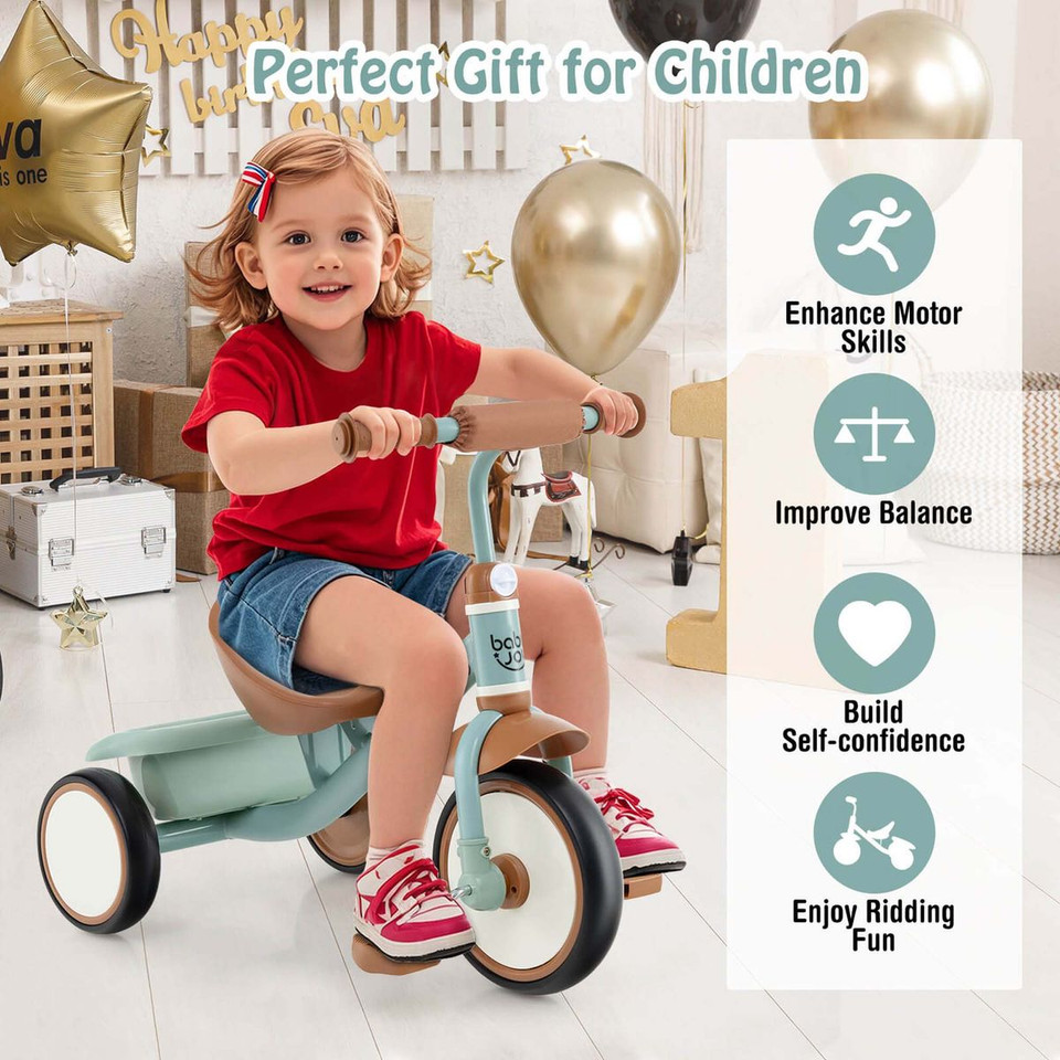 Kids Tricycle  with Adjustable Seat and Storage Basket product image