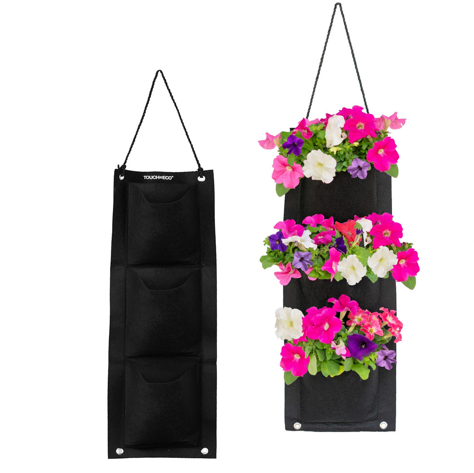 Eco-Friendly 3-Pocket Hanging Garden Planter Bag (2-, 4-, or 6-Pack) product image