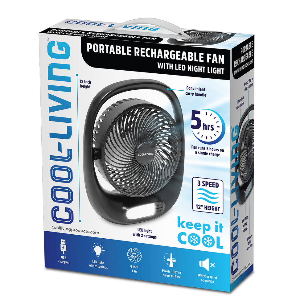 Cool- Living Portable Rechargeable Fan with LED Night Light product image