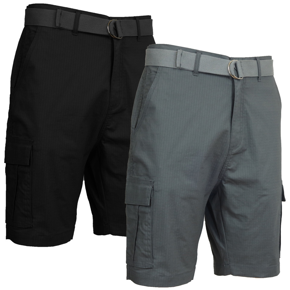 Men's Cotton Stretch Ripstop Cargo Shorts with Belt (2-Pack) product image