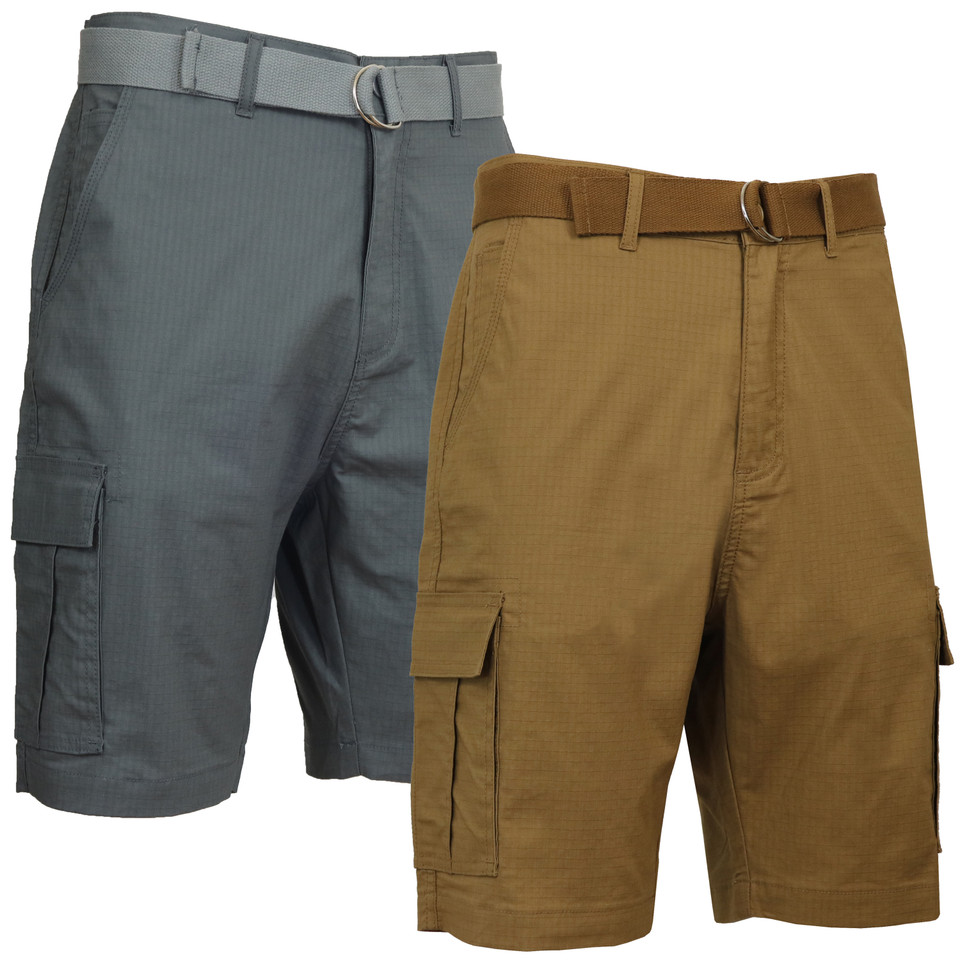 Men's Cotton Stretch Ripstop Cargo Shorts with Belt (2-Pack) product image