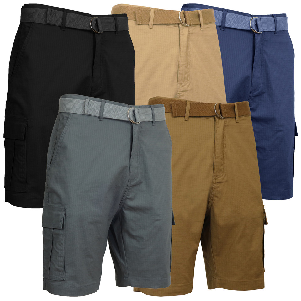 Men's Cotton Stretch Ripstop Cargo Shorts with Belt (2-Pack) product image