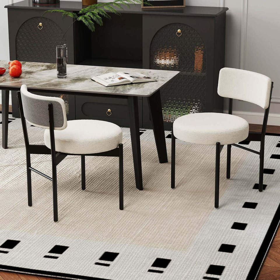 Dining Chair with Curved Back, Padded Seat, and Metal Legs (Set of 2 or 4) product image