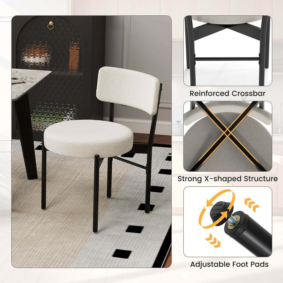 Dining Chair with Curved Back, Padded Seat, and Metal Legs (Set of 2 or 4) product image