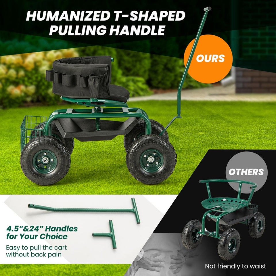 Adjustable Outdoor Rolling Garden Cart  product image
