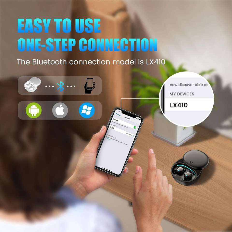 Wireless Bluetooth Earbuds Comfortable Noise Blocking LED Power Display Music Sleep Dual Mode for Sleeping Working Hiking Color Black product image