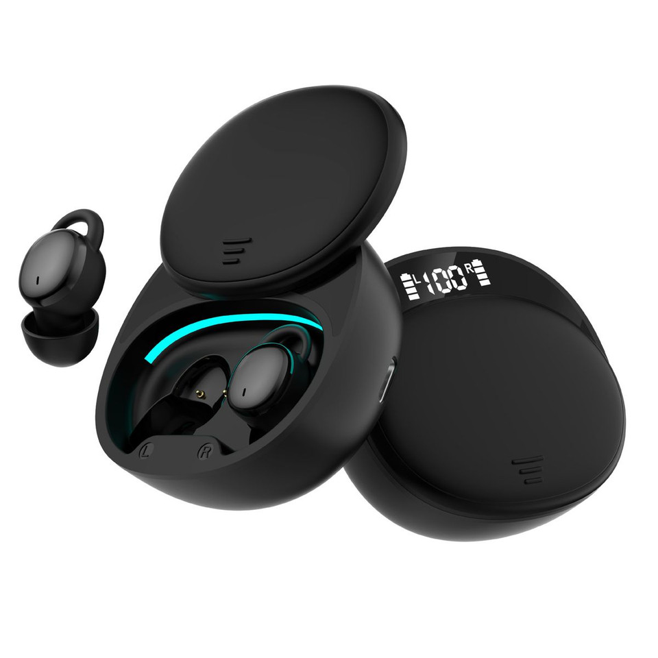 Wireless Bluetooth Earbuds Comfortable Noise Blocking LED Power Display Music Sleep Dual Mode for Sleeping Working Hiking Color Black product image
