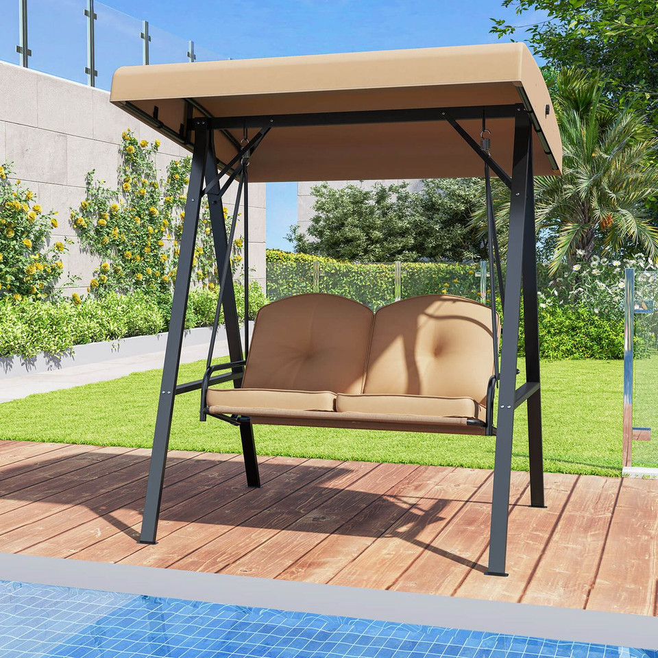 2-Person Outdoor Porch Swing with A-Shaped Metal Frame product image