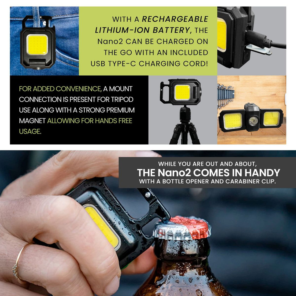 Nano2 Flashlight, 900 Lumens, Double Sided, USB Rechargeable product image