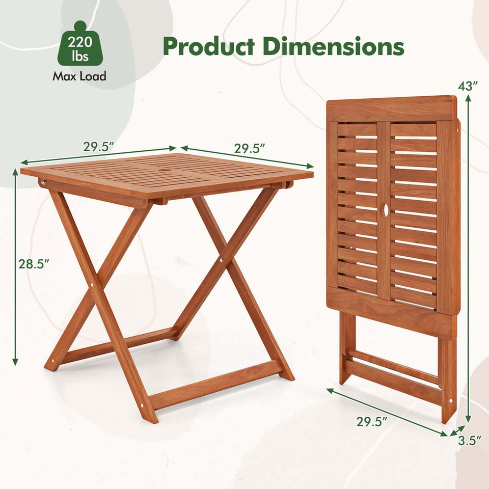 29.5" x 29.5" Patio Dining Table with 2" Umbrella Hole product image