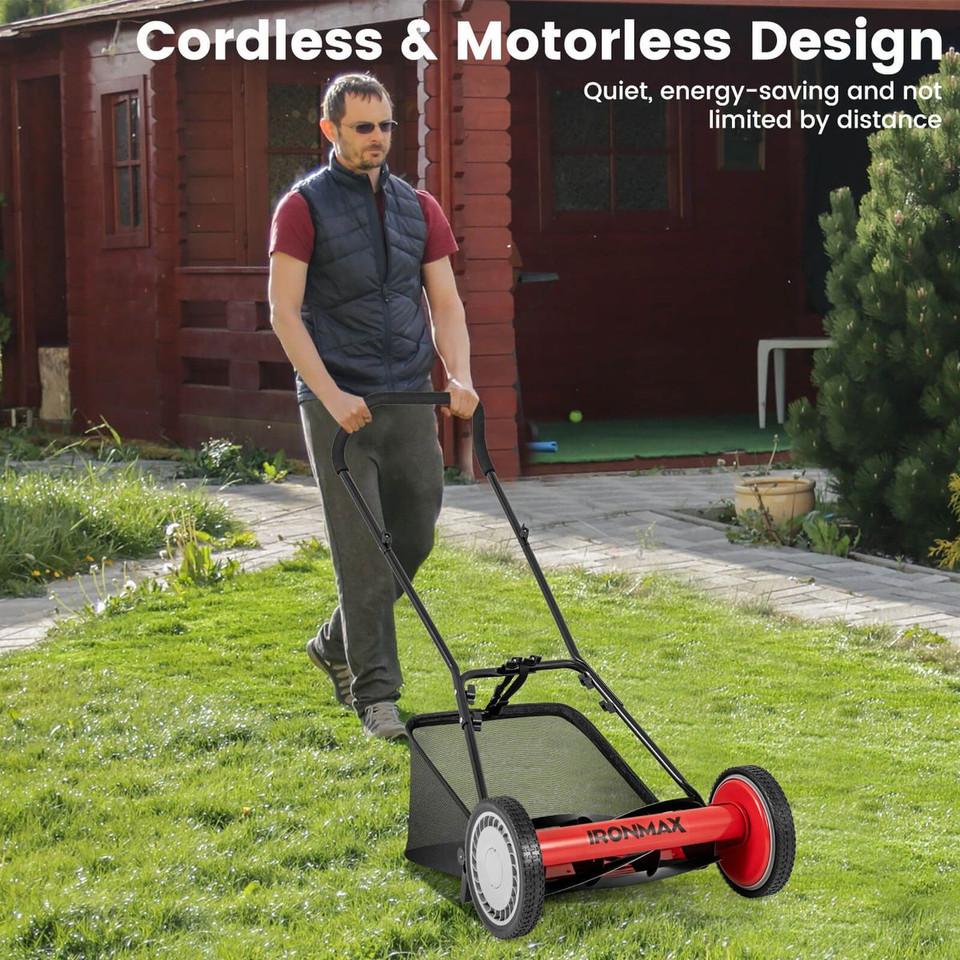Ironmax 16" Push Lawn Mower with 5-Blades and Grass Catcher product image