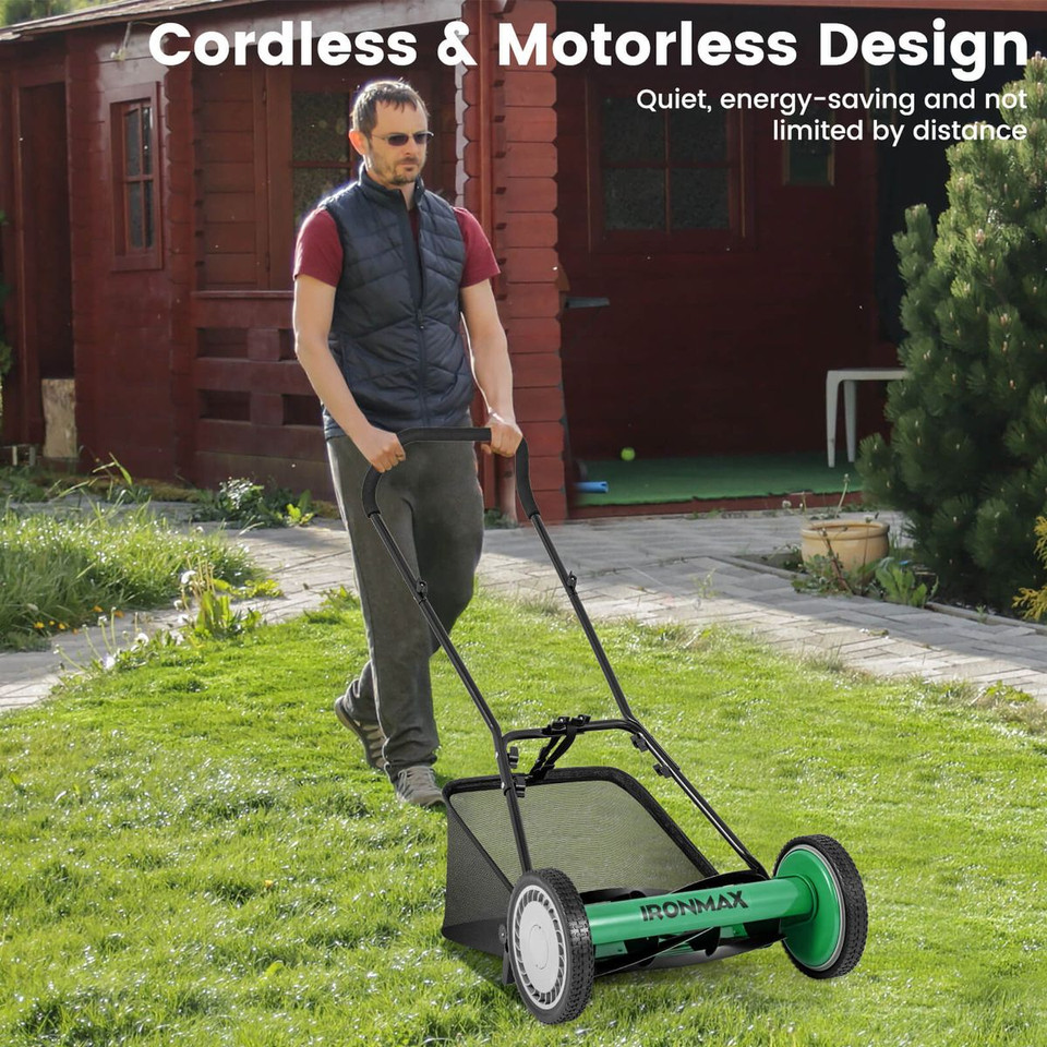 Ironmax 16" Push Lawn Mower with 5-Blades and Grass Catcher product image
