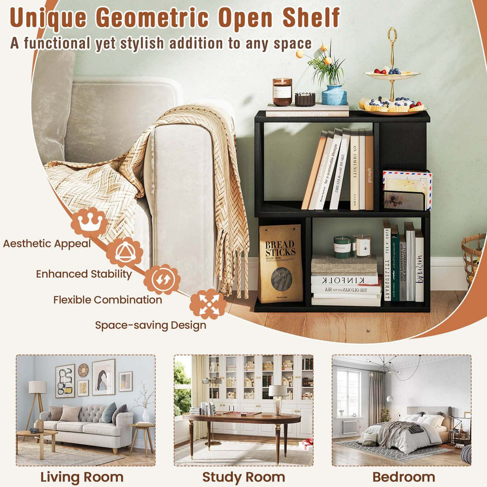 3-Tier Geometric Bookcase Side Table with Open Storage product image