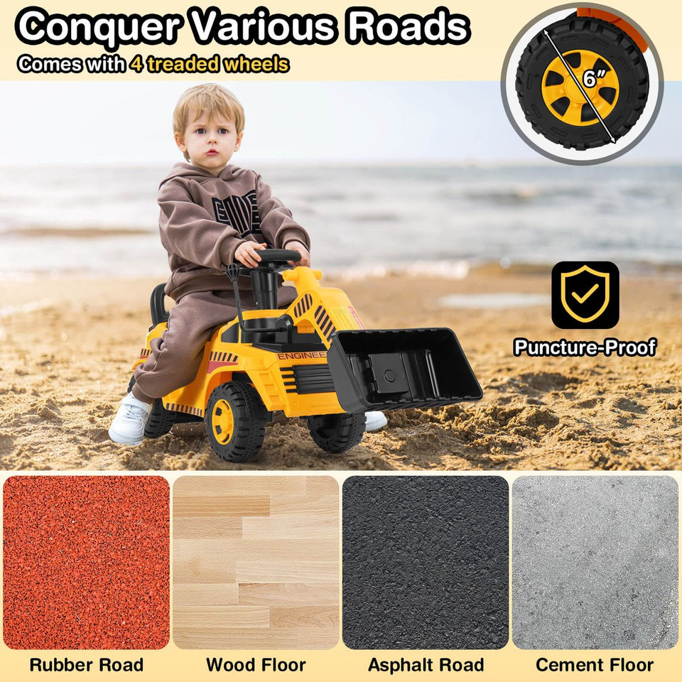 Kids' Ride-on Bulldozer with Adjustable Bucket and Under-Seat Storage product image