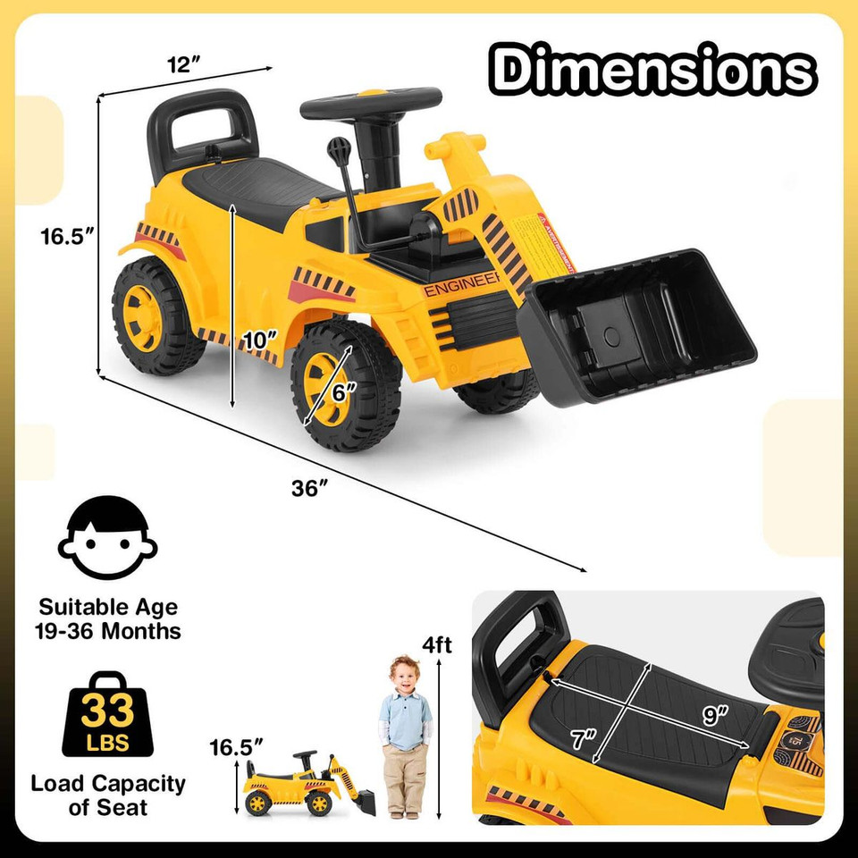 Kids' Ride-on Bulldozer with Adjustable Bucket and Under-Seat Storage product image