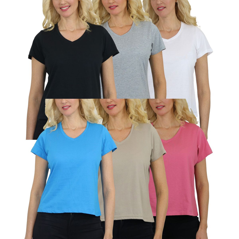 Women’s Relaxed Fit V-Neck Short Sleeve Tee (5-Pack) product image