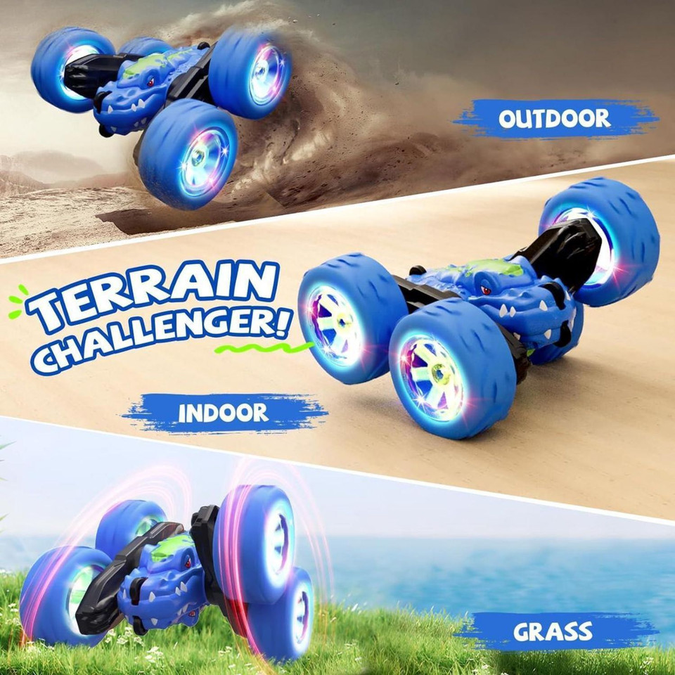 Dino Stunt RC Car with 360° Flips, LED Lights, 40m Control product image