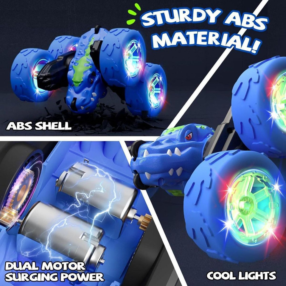 Dino Stunt RC Car with 360° Flips, LED Lights, 40m Control product image