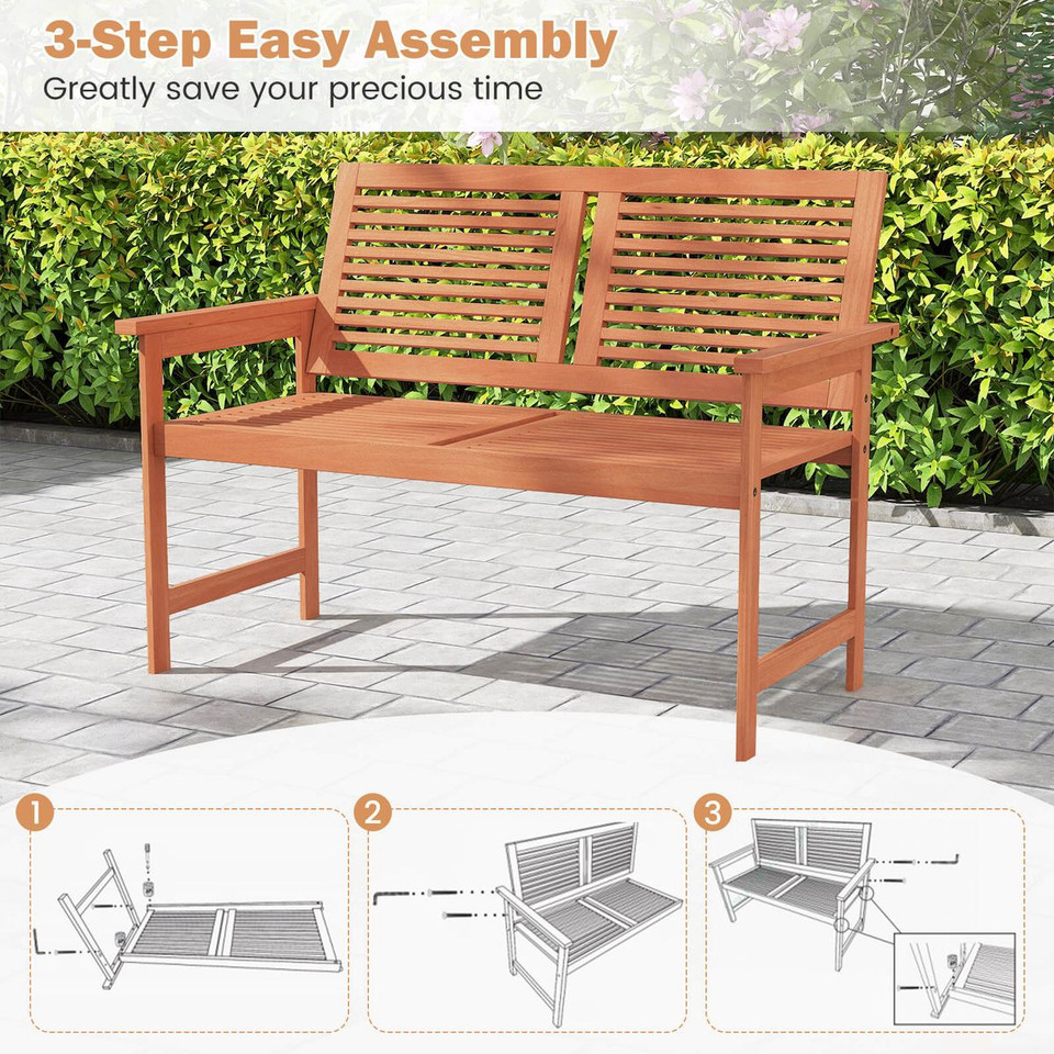 2-Person Patio Bench with 105° Inclined Slatted Backrest product image