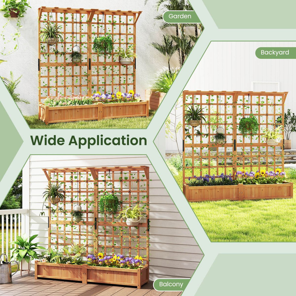 71" Large Wooden Planter Container with Trellis  product image
