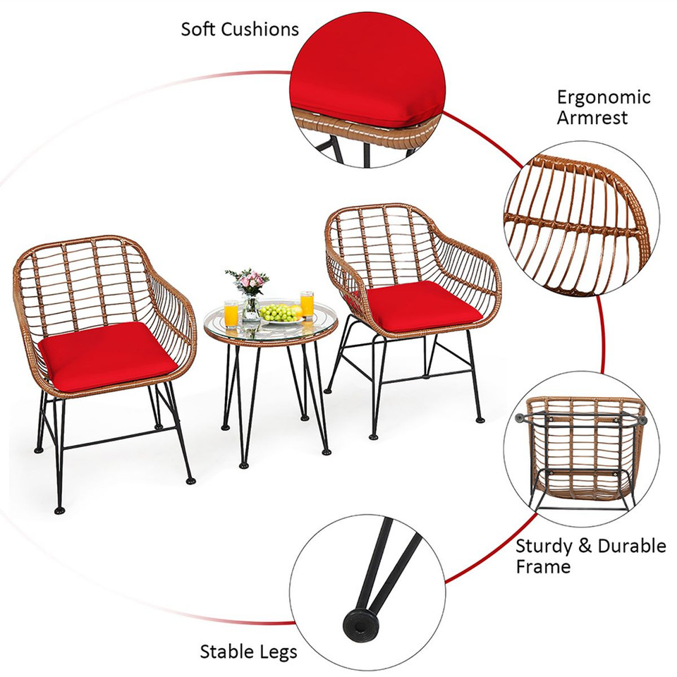 Rattan 3-Piece Bistro Furniture Set product image