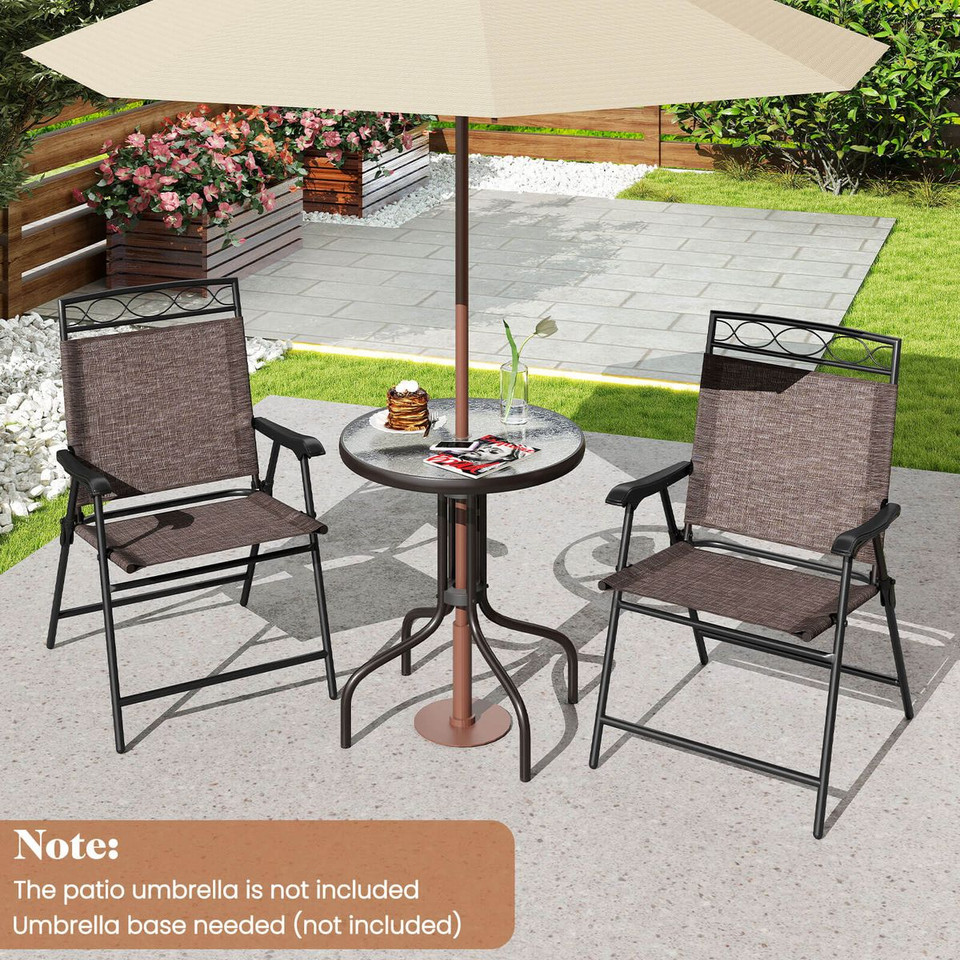 3-Piece Outdoor Bistro Furniture Set with 1.57" Umbrella Hole product image