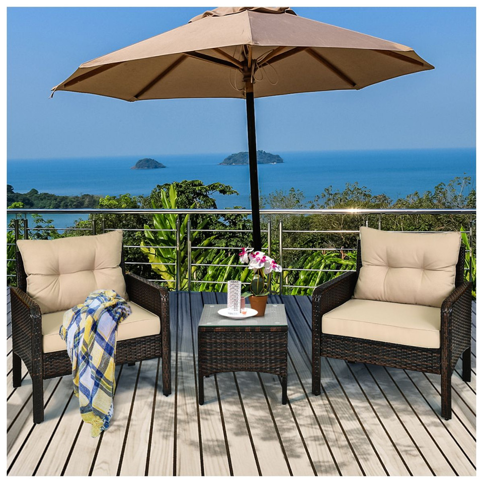 Cushioned Rattan 3-Piece Patio Furniture Set product image