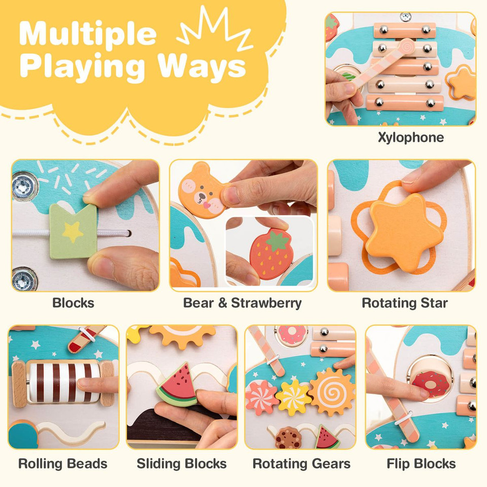 Birthday Cake Wooden Baby Walker with 3-Level Easy-To-Grip Handle product image