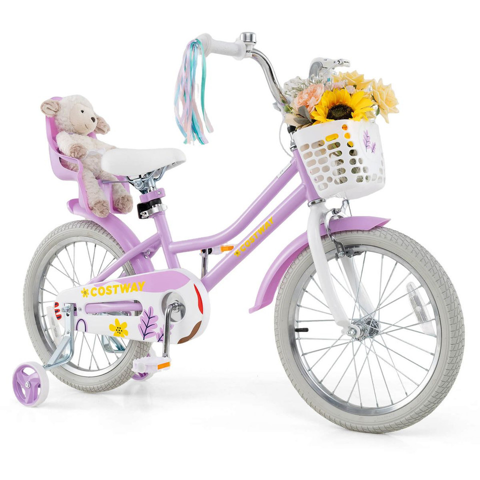 Kids' Bicycle with Removable Basket and Doll Seat  product image