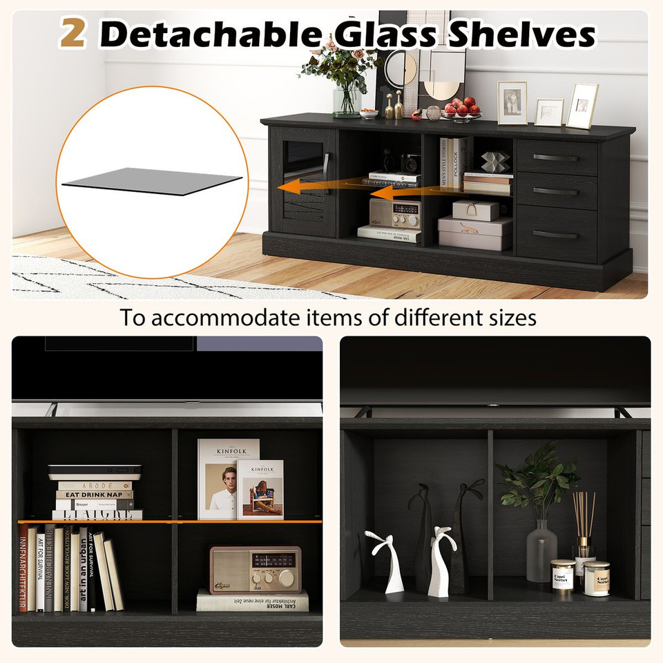 TV Stand for 73" TV with 2 Adjustable Glass Shelves product image