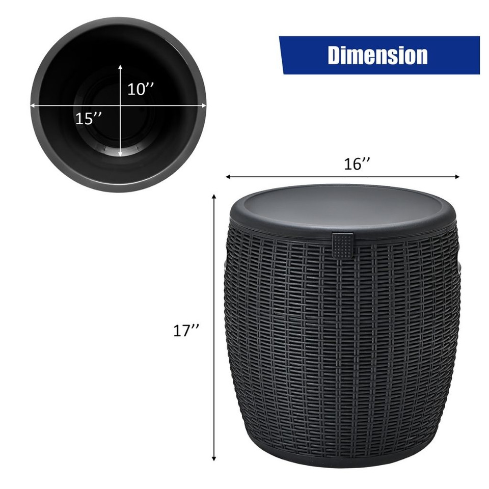 12-Gallon 4-in-1 Patio Rattan Cooler Side Table product image