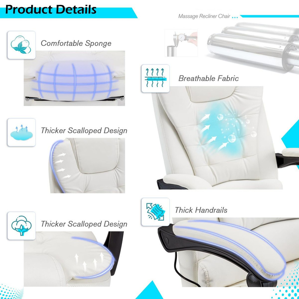  Ergonomic Recliner Office Chair with Massage and Heat Functions product image